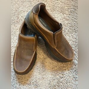 Skechers Men's Size 10.5 Brown Slip-On Leather Loafers. GREAT CONDITION!